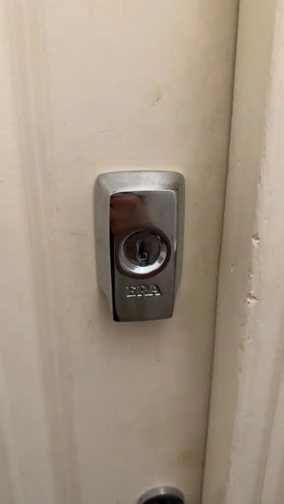 ERA branded high security deadlock fitted on white front door